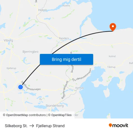 Silkeborg St. to Fjellerup Strand map