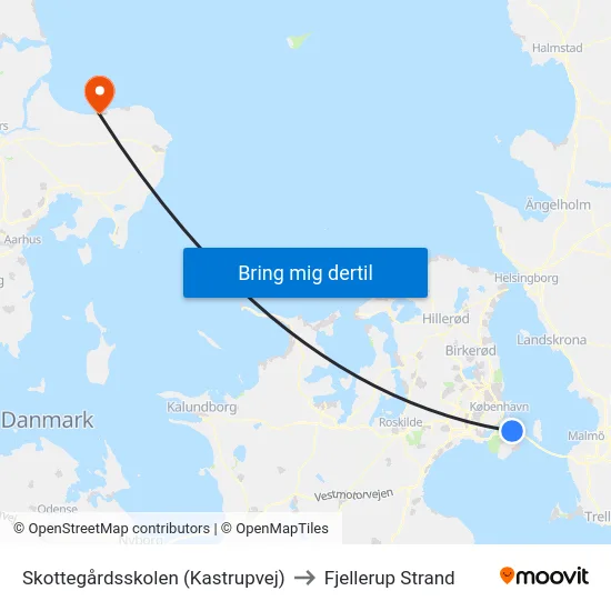 Skottegårdsskolen (Kastrupvej) to Fjellerup Strand map
