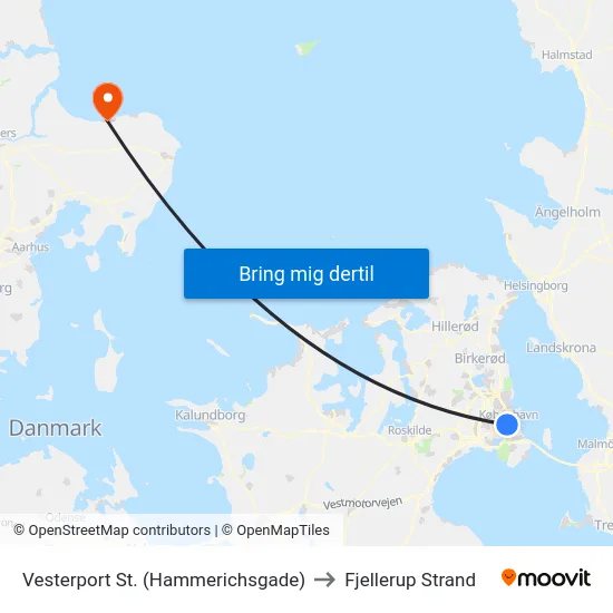 Vesterport St. (Hammerichsgade) to Fjellerup Strand map