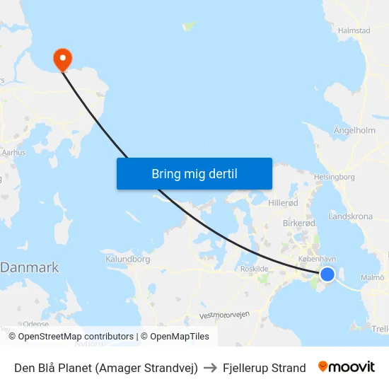 Den Blå Planet (Amager Strandvej) to Fjellerup Strand map