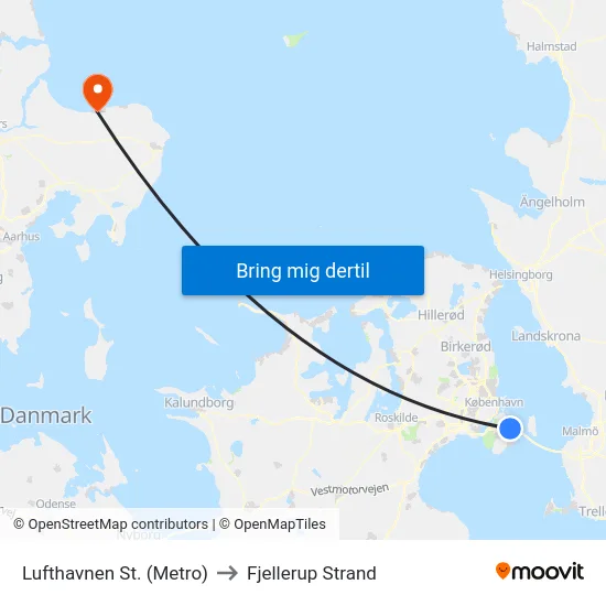 Lufthavnen St. (Metro) to Fjellerup Strand map