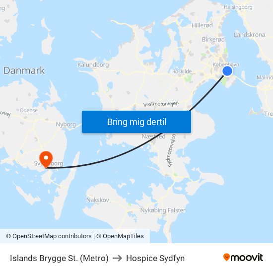 Islands Brygge St. (Metro) to Hospice Sydfyn map