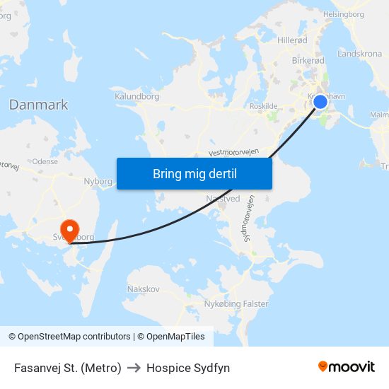 Fasanvej St. (Metro) to Hospice Sydfyn map