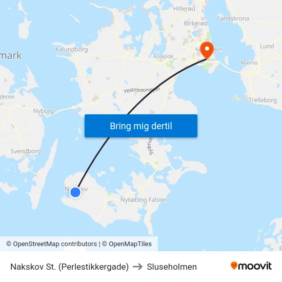 Nakskov St. (Perlestikkergade) to Sluseholmen map