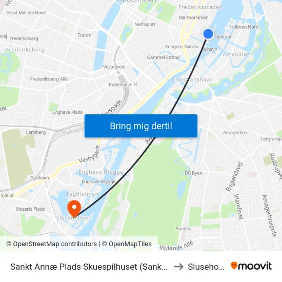 Sankt Annæ Plads Skuespilhuset (Sankt Annæ Plads) to Sluseholmen map