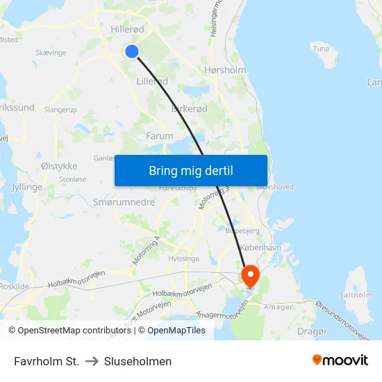 Favrholm St. to Sluseholmen map