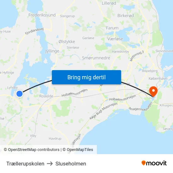 Trællerupskolen to Sluseholmen map