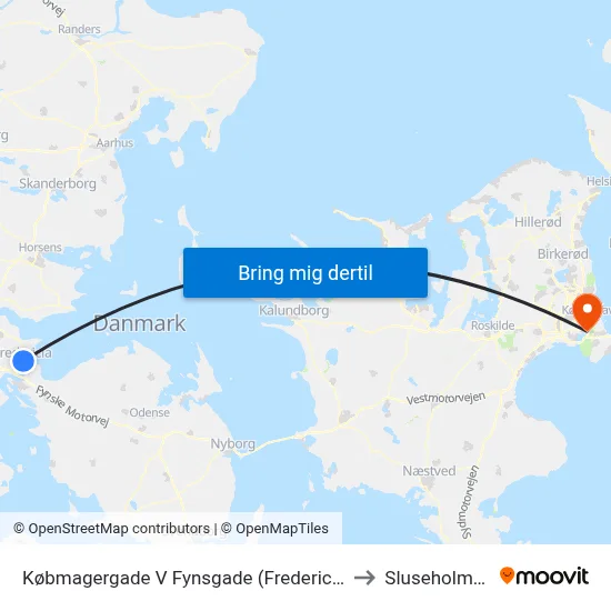 Købmagergade V Fynsgade (Fredericia) to Sluseholmen map