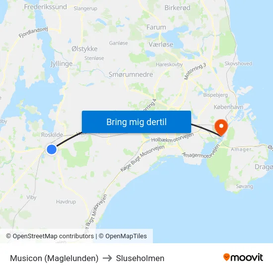 Musicon (Maglelunden) to Sluseholmen map
