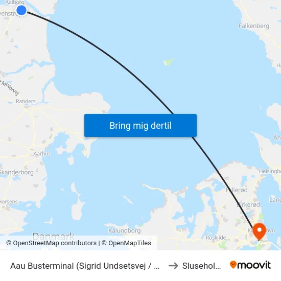 Aau Busterminal (Sigrid Undsetsvej / Aalborg) to Sluseholmen map