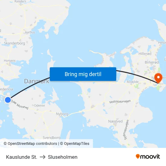 Kauslunde St. to Sluseholmen map