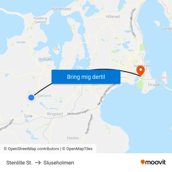Stenlille St. to Sluseholmen map