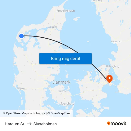 Hørdum St. to Sluseholmen map