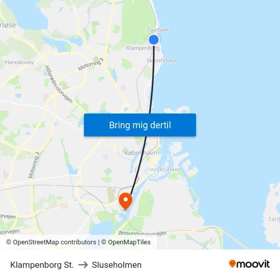 Klampenborg St. to Sluseholmen map