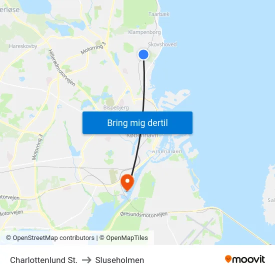 Charlottenlund St. to Sluseholmen map