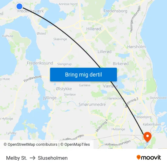 Melby St. to Sluseholmen map