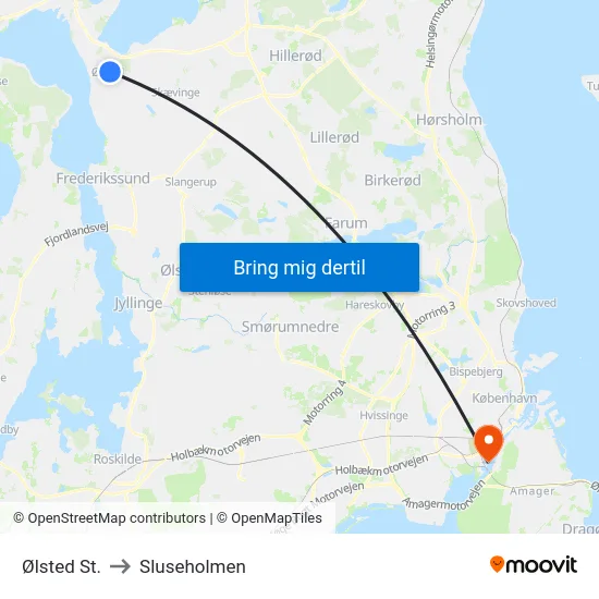 Ølsted St. to Sluseholmen map