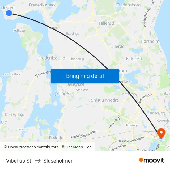 Vibehus St. to Sluseholmen map