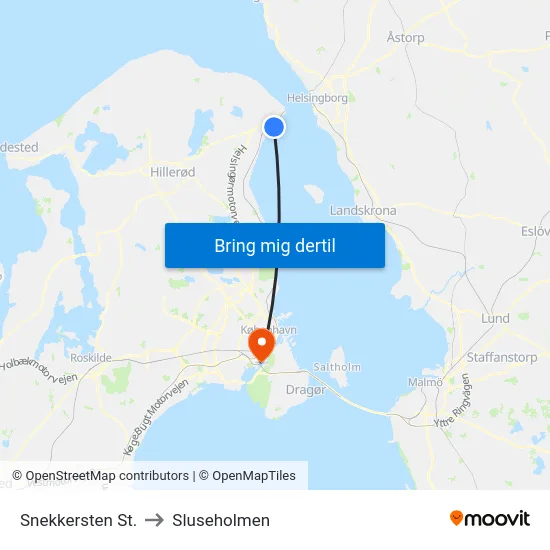Snekkersten St. to Sluseholmen map