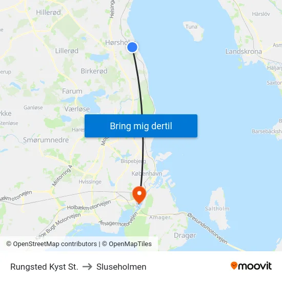 Rungsted Kyst St. to Sluseholmen map