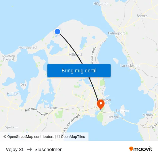 Vejby St. to Sluseholmen map