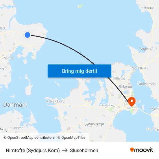 Nimtofte (Syddjurs Kom) to Sluseholmen map