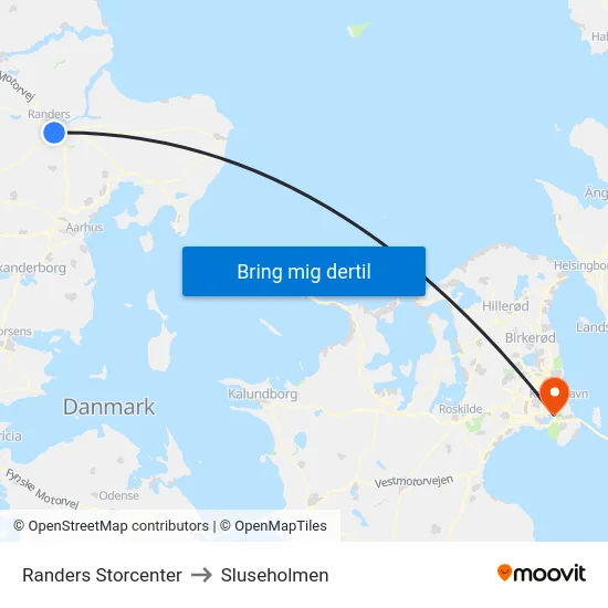 Randers Storcenter to Sluseholmen map