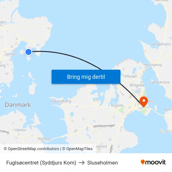 Fuglsøcentret (Syddjurs Kom) to Sluseholmen map