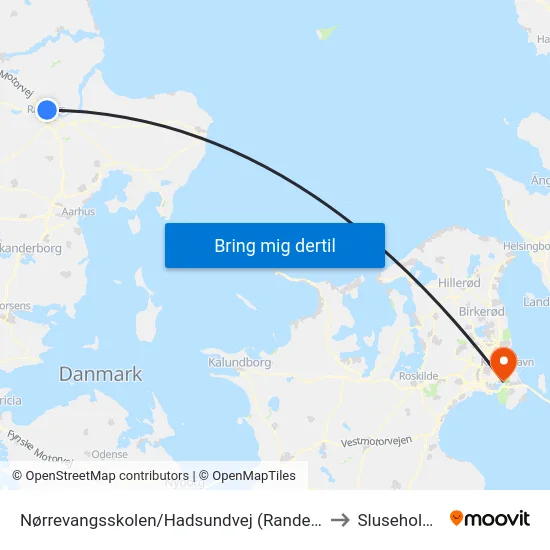 Nørrevangsskolen/Hadsundvej (Randers Kom) to Sluseholmen map