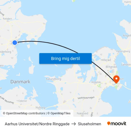 Aarhus Universitet/Nordre Ringgade to Sluseholmen map