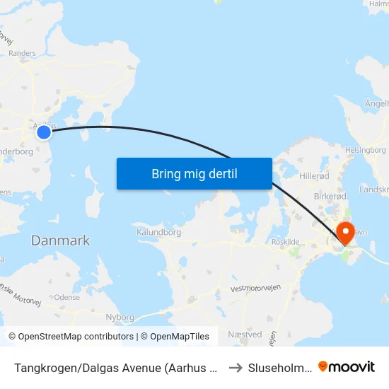 Tangkrogen/Dalgas Avenue (Aarhus Kom) to Sluseholmen map