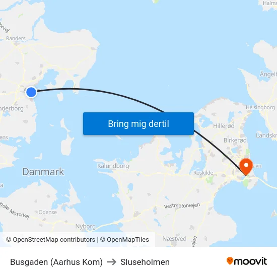 Busgaden (Aarhus Kom) to Sluseholmen map