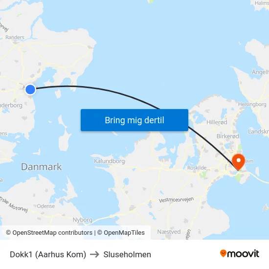 Dokk1 (Aarhus Kom) to Sluseholmen map