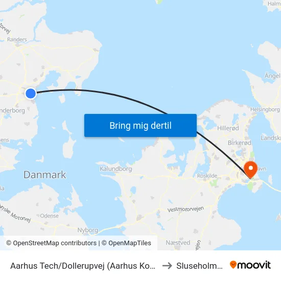 Aarhus Tech/Dollerupvej (Aarhus Kom) to Sluseholmen map