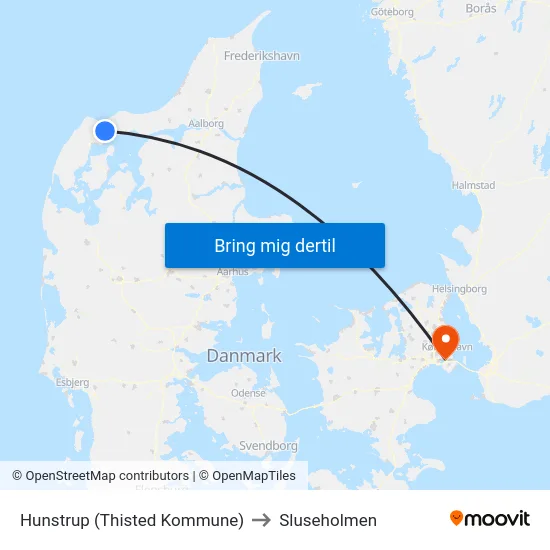 Hunstrup (Thisted Kommune) to Sluseholmen map