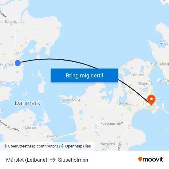 Mårslet (Letbane) to Sluseholmen map