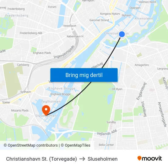 Christianshavn St. (Torvegade) to Sluseholmen map