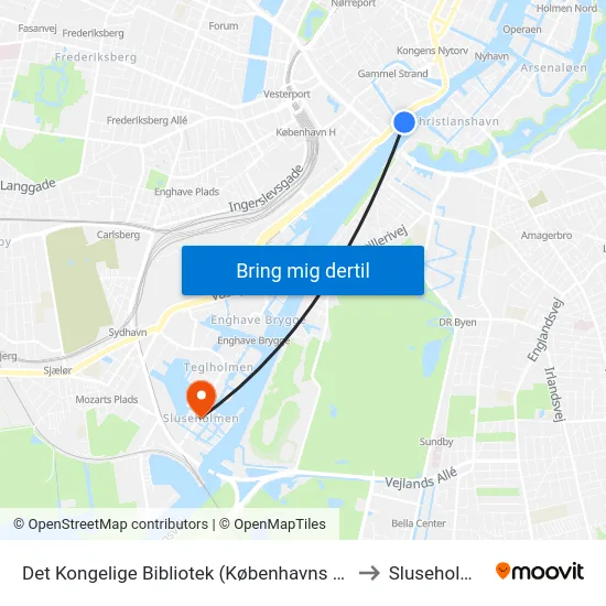 Det Kongelige Bibliotek (Københavns Havn) to Sluseholmen map