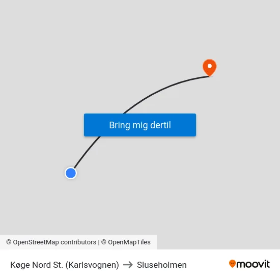Køge Nord St. (Karlsvognen) to Sluseholmen map