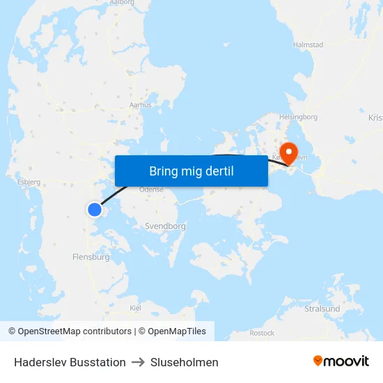 Haderslev Busstation to Sluseholmen map