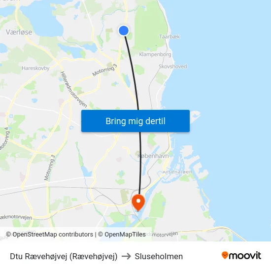 Dtu Rævehøjvej (Rævehøjvej) to Sluseholmen map