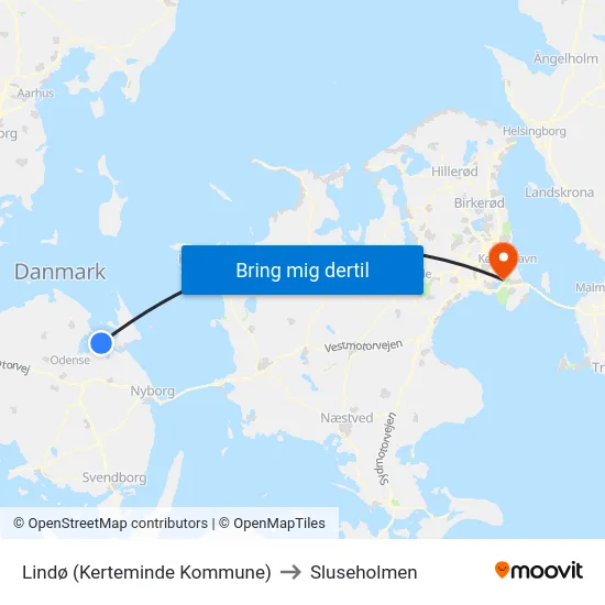 Lindø (Kerteminde Kommune) to Sluseholmen map