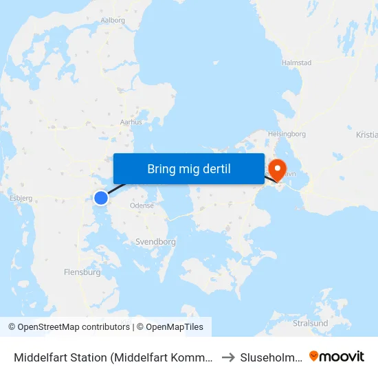 Middelfart Station (Middelfart Kommune) to Sluseholmen map