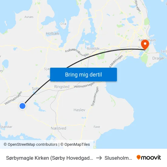 Sørbymagle Kirken (Sørby Hovedgade) to Sluseholmen map