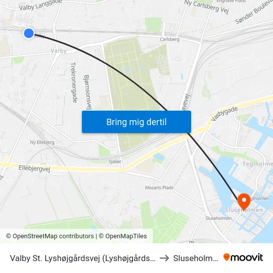 Valby St. Lyshøjgårdsvej (Lyshøjgårdsvej) to Sluseholmen map