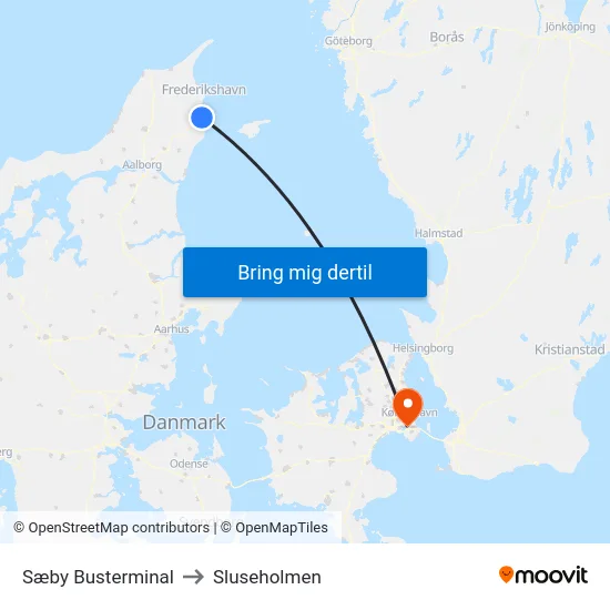 Sæby Busterminal to Sluseholmen map