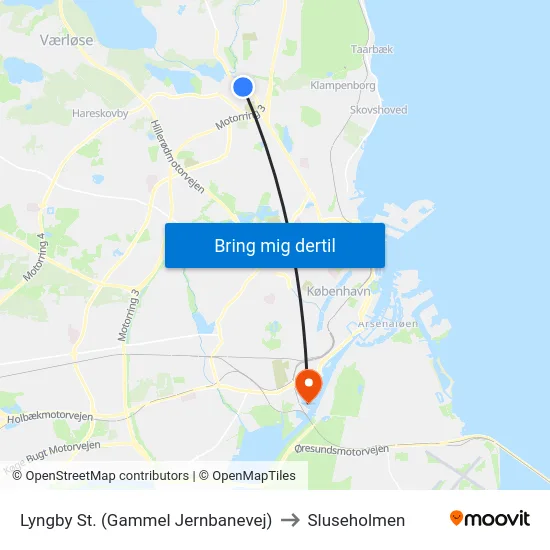Lyngby St. (Gammel Jernbanevej) to Sluseholmen map