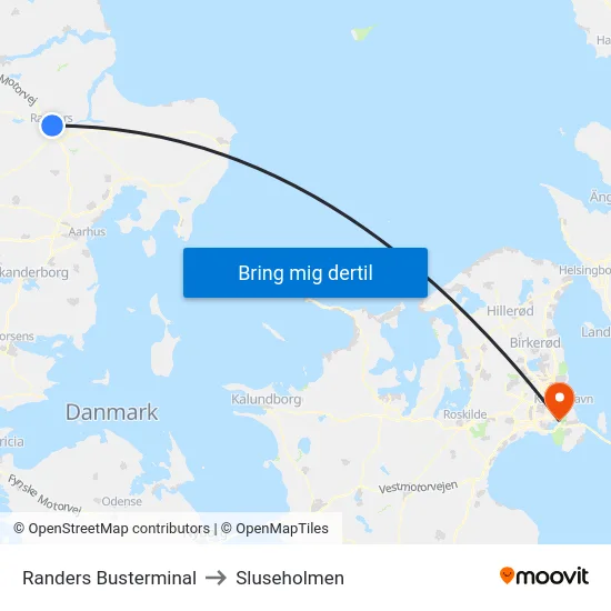 Randers Busterminal to Sluseholmen map