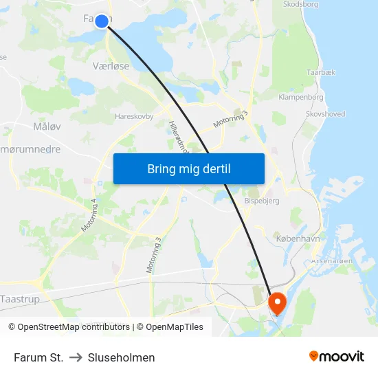 Farum St. to Sluseholmen map