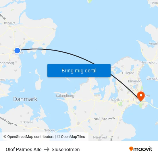 Olof Palmes Allé to Sluseholmen map